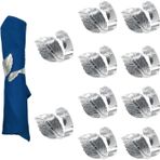 Aputue Peçete halkası, 10 PCS gümüş yaprak metal tutucu seti, 1.7 inç iç çapı ile kumaş peçeteler için uygun, düğün ve akşam yemeği masası dekorasyonu için zarif aksesuarlar, gümüş renkli model