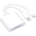 Aputue SD Kart Okuyucu iphone için, 4'ü 1 arada Kameralar MicroSD/TF için Çift Yuvalı SD Okuyucu, Kamera Bellek Kartı Okuyucu Adaptörü, Hızlı Aktarım, iPhone iPad, MacBook için Tak ve Çalıştır