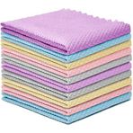 Aputue Temizlik Bezi, 10 Adet Balık Pulu Desenli Mikrofiber Temizlik Bezi, Yeniden Kullanılabilir Dalga Desenli Bez Seti, Ayna, Cam ve Ekran Temizliği İçin Ev Temizlik Bezi (30x30cm, Rastgele Renk)