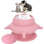Aputue Yavru Köpek Mama Kabı, 4 Emzikli 240 ml Silikon Yavru Köpek Mama Kabı, Sızdırmaz Kapaklı ve Tabanlı Vantuzlu Yavru Köpek Mama İstasyonu ve Tavşanlar için Evcil Hayvan Mama Kabı (Pembe)