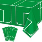 APUXXJUPA Futbol masa örtüsü, dikdörtgen, yeşil, futbol sahası masa örtüsü, çocuklar için spor masa örtüsü, futbol, doğum günü dekorasyonu, futbol partisi aksesuarı, 130 x 220 cm, 4 adet