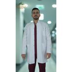 apwexqa tekstil erkek alpaka hakim yaka uzun kol uzun boy doktor öğretmen eczane laboratuvar önlüğü
