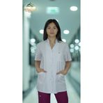 apwexqa tekstil hakim yaka kısa kol ceket doktor hemşire öğretmen eczace laboratuvar önlüğü