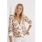 AQE Fashion AQ204010 Camel Leopar Desenli Kadın Hırka