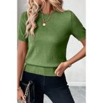 AQE FASHION Bisiklet Yaka Likralı Kısa Kollu Mint Bluz