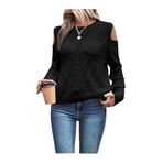 AQE FASHION Kadın Bisiklet Yaka File Detaylı Saç Örgü Yürütme Desenli Omuz Detaylı Siyah Triko Kazak