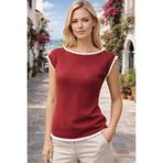AQE FASHION Kadın Kayık Yaka Sosis Yaka Yarasa Kol Beyaz Detaylı Modern Basic Özel Tasarım Bordo Triko Bluz