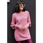 AQE FASHION Kadın Kol Detaylı Pudra Triko Kazak - XL