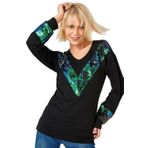 AQE FASHION Kadın Pullu Desenli Siyah Bluz