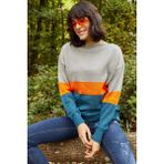AQE FASHION Kadın Renk Bloklu Gri Kazak - M