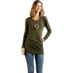 AQE FASHION Kadın Yuvarlak Yaka Haki Kazak - XL