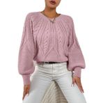 AQE FASHION Saç Örgülü Bisiklet Yaka İtalyan Kol Triko Pudra Kazak