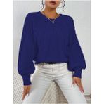 AQE FASHION Saç Örgülü Bisiklet Yaka Italyan Kol Triko Sax Mavi Kazak - Saks Mavi - 2XL