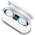 Aqqog Wireless F9 Earbuds With Touch Control, Original F9-5 Bluetooth Earphones 5.0 Tws Fingerprint Touch Headset Hifi Stereo In-Ear Earbuds Wireless Headphones For Sport (White) (Yurt Dışından) - Renkli