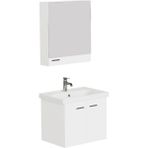 Aqua Bagno Basic Alt Dolap + Üst Dolap -Lavabo 65 Cm.- Beyaz