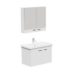 AQUA BAGNO Basic Alt dolap + Üst dolap -Lavabo dahil-Beyaz ,80 cm. 3 parça
