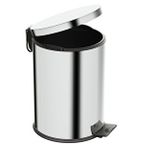 Aqua Bagno Basic Çöp Kovası - Pedallı 12 L, Parlak Krom Paslanmaz Gümüş