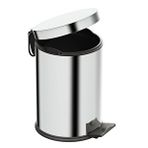 Aqua Bagno Basic Çöp Kovası - Pedallı 3 L, Parlak Krom Paslanmaz Gümüş