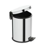 Aqua Bagno Basic Çöp Kovası - Pedallı 5 L, Parlak Krom Paslanmaz Gümüş