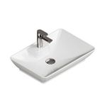 Aqua Bagno Leon Tezgah Üstü Lavabo 60X40 cm Batarya Delikli Seramik Beyaz Çanak Lavabo-1.31.62.1.no