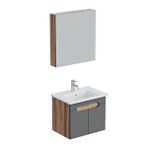 Aqua Bagno Luvi Alt Dolap + Üst Dolap -lavabo Dahil-65 Cm.-3 Parça Antrasit