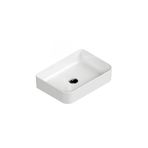 Aqua Bagno Mestola Tezgah Üstü Kare Çanak Lavabo Batarya Deliksiz 38X 60 cm Beyaz