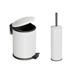Aqua Bagno Midas Klozet Fırçası + Çöp Kovası 5 lt -2 Parça Set, Mat Beyaz | 35.22.89.01.04