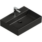 Aqua Bagno Plan Tezgah Üstü Kare Lavabo, 55X45 cm Mat Siyah | 10.16.30.03.04