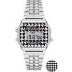 Aqua Di Polo APWA064800 Unisex Gümüş Metal Kordonlu Ekose Dijital Retro Saat