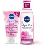 Aqua Organik Gül Suyu İçerikli Yüz Temizleme Jeli 150Ml Nemlendirici Tonik 200Ml, Makyaj Temizleyici, Yüz Bakım