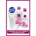 Aqua Rose Micellar Çift Fazlı Makyaj Temizleme Suyu 400ml ve Nemlendirici Tonik 200ml, Pamuk Hediye