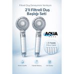Aqua Sara 2 Adet Filtreli Duş Başlığı (5 ADET Filtre) Su Arıtmalı, Klor ve Kireç Önleyici, Yüksek Basınçlı