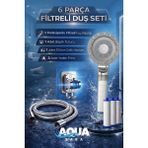Aqua Sara 6 Parça Yüksek Basınçlı Filtreli Duş Başlığı Seti | 5 Modlu, 3 Yedek Filtreli, Hortum ve Duş Başlığı Tutucu - Krom