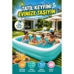 Aqua Swim Central Aile Havuzu Şişme Bahçe Havuzu 229X152x48 Cm Çocuk Ve Aile Havuzu Mavi