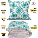 Aqua Vintage Modern Desen Tv Battaniyeli Opsiyonel Dekoratif Yastık Kırlent 2 In 1 Battaniye - 115 x 170 cm - Renkli