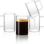 Aquach 4 adet 18oz Şeffaf Cam Kahve Kupaları Saplı - Kahve, Çay, Latte, Cappuccino için Büyük Bardaklar