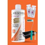 Aquacool Trend Akrilik Hobi Boyama Seti 1000 Ml, 2 Adet Katalizör, Kadife Rulo 10 Cm, Boyacı Tavası, İpek Fırça 2003 Pastel Turuncu