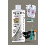 Aquacool Trend Akrilik Hobi Boyama Seti 1000 Ml, 2 Adet Katalizör, Kadife Rulo 10 Cm, Boyacı Tavası, İpek Fırça 7030 Taş Gri
