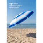 Aquafit Dayanıklı - 10 Telli - Eğilebilir - 2 Metre Plaj Sahil Şezlong Şemsiyesi - Bidon Dahil - Mavi