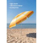 Aquafit Dayanıklı - 10 Telli - Eğilebilir - 2 Metre Plaj Sahil Şezlong Şemsiyesi - Bidon Dahil - Sarı