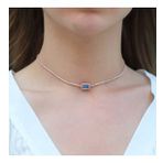Aquamarin Taşlı Rose Gold Kaplama Choker Gümüş Kolye
