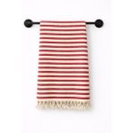 AQUATOLIA Knidos Peştemal - %100 Pamuk- 100X180- Peştemal- Plaj Havlusu- Çizgi Desen - Kırmızı - 100 x 180 cm