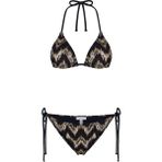 Aquella Lame Baskı Desenli Parlak Üçgen Bikini Takım - 36 - Siyah - Bej