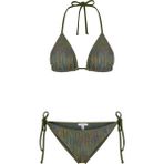 Aquella Lame Baskı Desenli Parlak Üçgen Bikini Takım - 38 - Çok Renkli