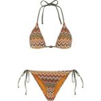 Aquella Renkli Desenli Triko Üçgen Bikini Takım - Çok Renkli - 36