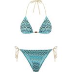 Aquella Renkli Desenli Triko Üçgen Bikini Takım - Çok Renkli - 38