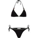 Aquella Süet Dokulu Siyah Üçgen Bikini Takım Kadın Plaj Modası Şık Tasarım - 40