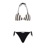 AQUELLA Triko Siyah Çizgili Ekru Üçgen Bikini Takım