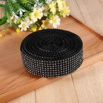aqxreight 8 Sıralı Elmas Örgü Şerit Köpüklü Kristal Çözgü Mumluklar Kek Standları 10 Yard (BLACK)