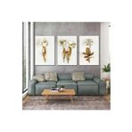 Ar Ajans Kanvas Tablo Altın Dallı Beyaz Çiçekler Modern Dekor Üçlü Kombin 3 Lü Set Kanvas Tablo 40 X 60